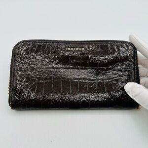 Miu Miu Croc Embossed Leather Wallet